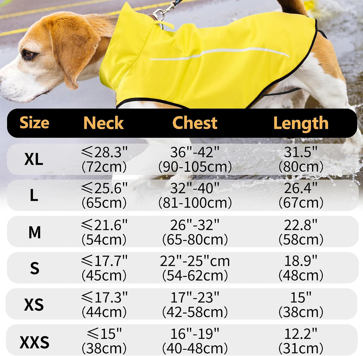 Dog Raincoat, Adjustable Waterproof Reflective Rain Jacket for Small Medium Large Dogs, Lightweight Breathable Pet Rain Coat with Leash Hole(Blue,M Chest 26-32")