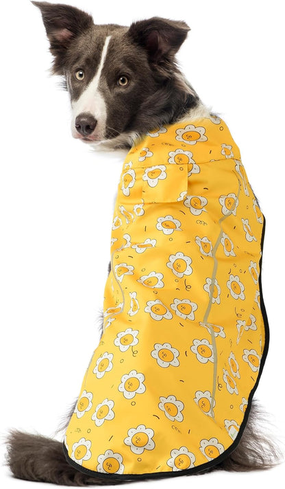 Dog Raincoat, Adjustable Waterproof Reflective Rain Jacket for Small Medium Large Dogs, Lightweight Breathable Pet Rain Coat with Leash Hole(Blue,M Chest 26-32")