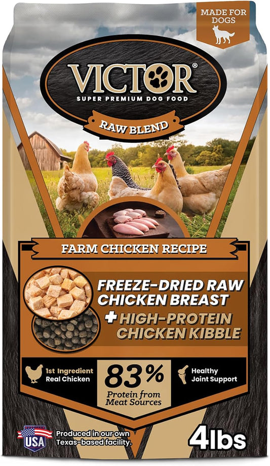 Raw Kibble Blend - Farm Chicken Freeze-Dried Dry Dog Food, 4 lb