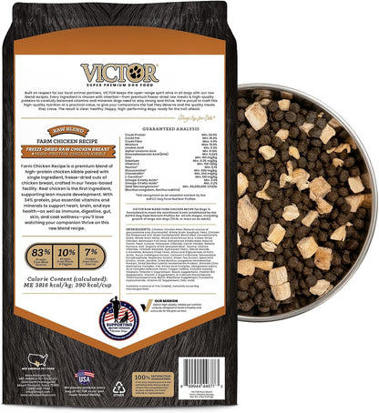 Raw Kibble Blend - Farm Chicken Freeze-Dried Dry Dog Food, 4 lb