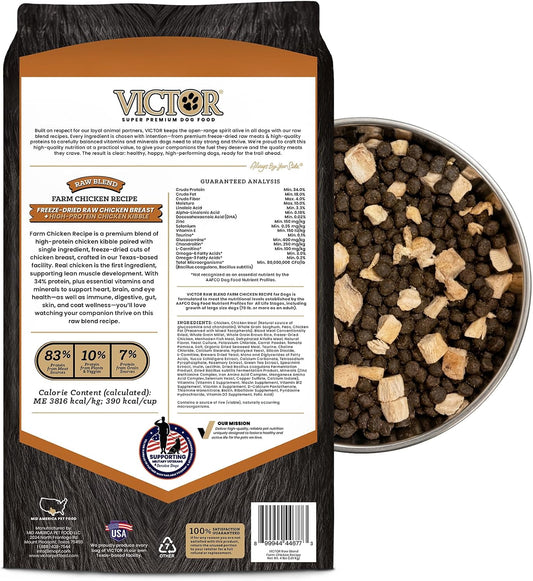 Raw Kibble Blend - Farm Chicken Freeze-Dried Dry Dog Food, 4 lb