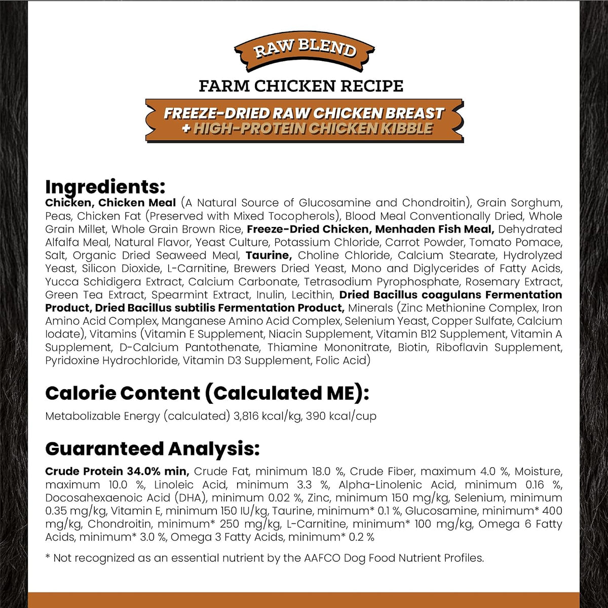 Raw Kibble Blend - Farm Chicken Freeze-Dried Dry Dog Food, 4 lb