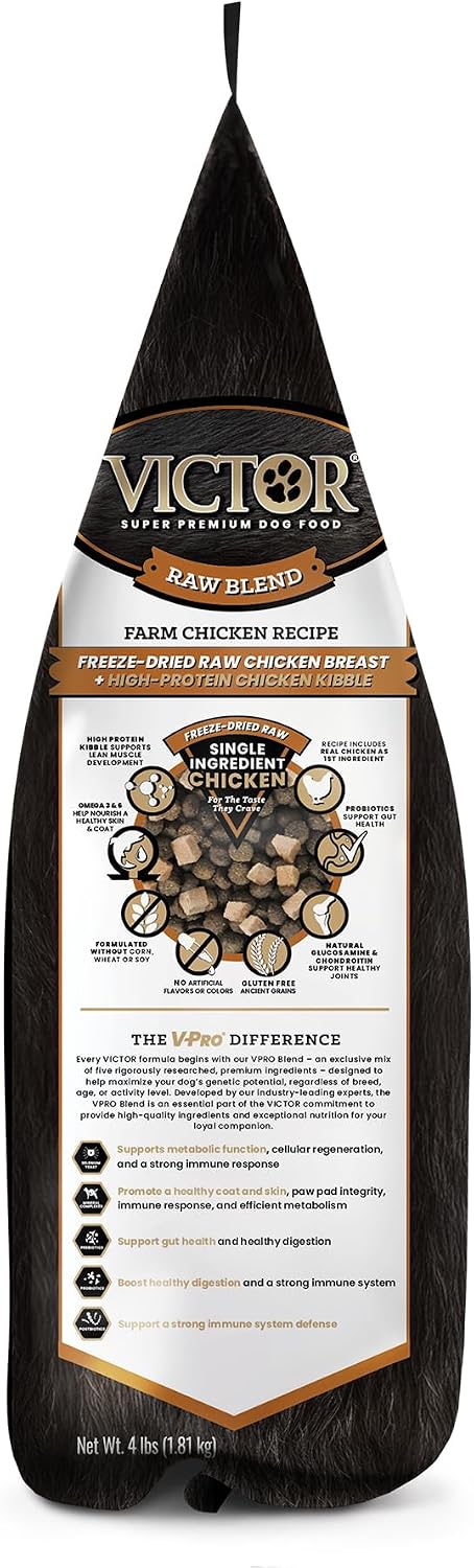 Raw Kibble Blend - Farm Chicken Freeze-Dried Dry Dog Food, 4 lb