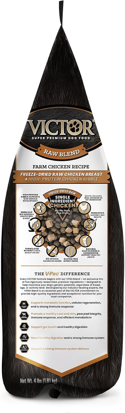 Raw Kibble Blend - Farm Chicken Freeze-Dried Dry Dog Food, 4 lb
