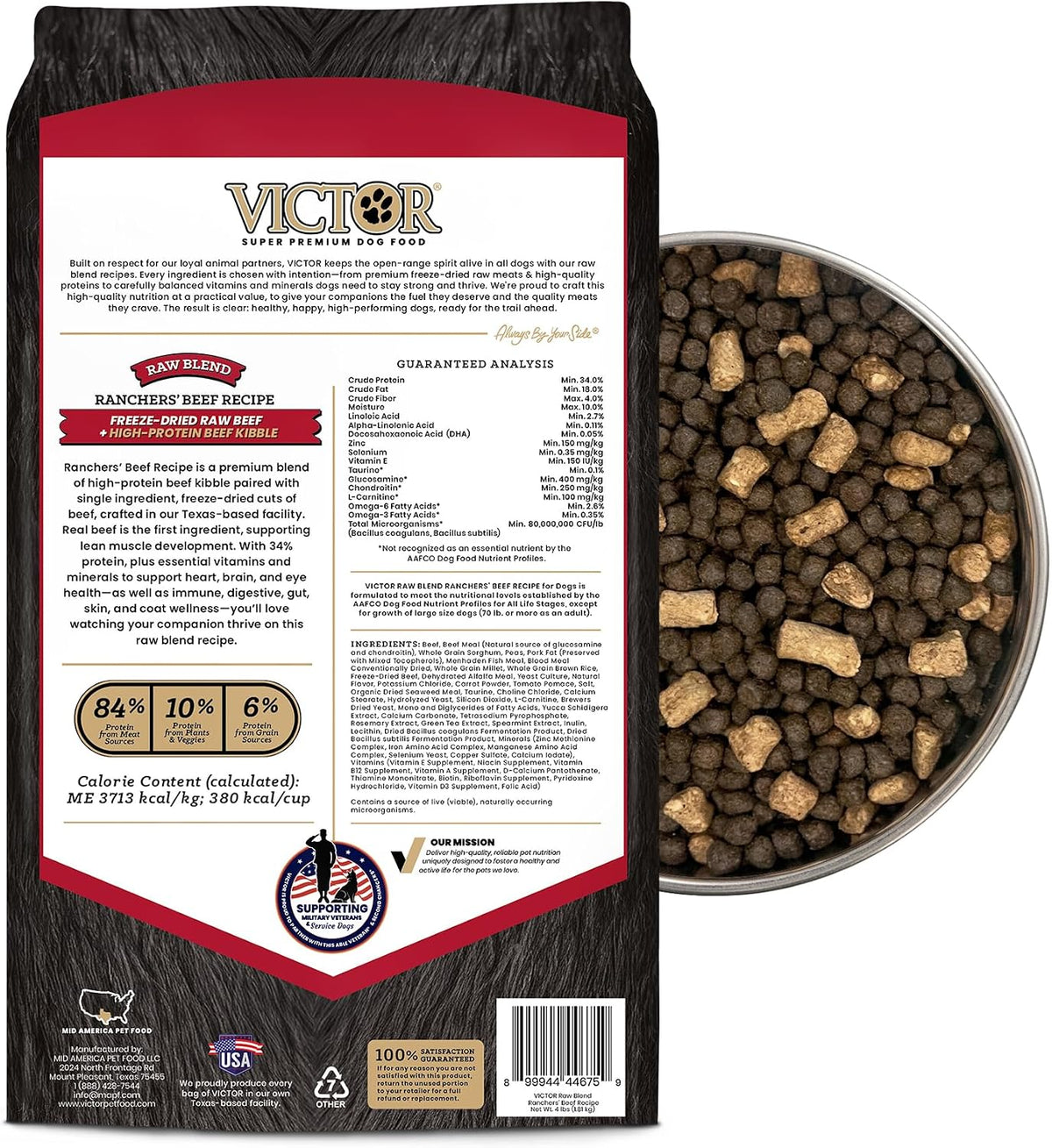 Raw Kibble Blend - Farm Chicken Freeze-Dried Dry Dog Food, 4 lb