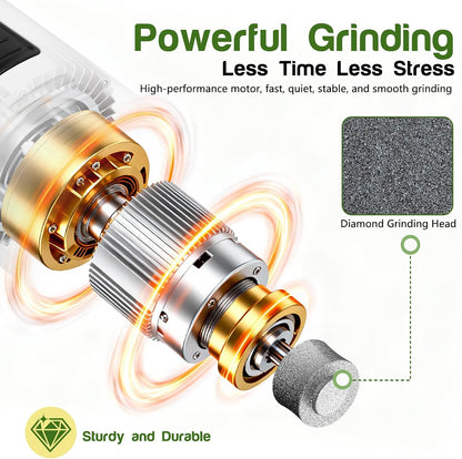 Dog Nail Grinder, 4-Speed Rechargeable Quiet Electric Pet Nail Trimmer with Dual LED Lights Safety Guard Dog Nail Trimmer for Small Medium Large Dogs Cats Ideal for Home Grooming Pet Salon Travel Use