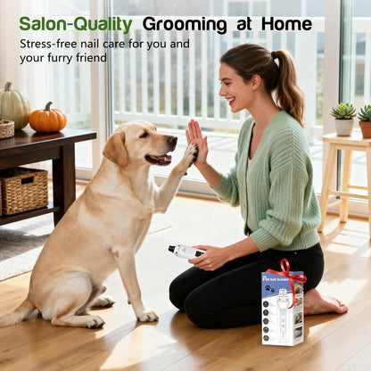 Dog Nail Grinder, 4-Speed Rechargeable Quiet Electric Pet Nail Trimmer with Dual LED Lights Safety Guard Dog Nail Trimmer for Small Medium Large Dogs Cats Ideal for Home Grooming Pet Salon Travel Use
