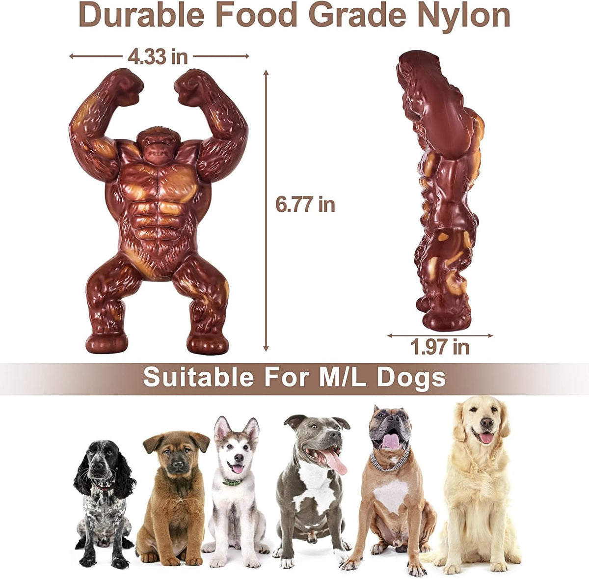 Indestructible Dog Toys for Aggressive Chewers, Extreme Tough Toys for Large Dogs, Real Beef Flavored, Dog Bone for Medium/Large Dogs Breed, Gifts for Dogs