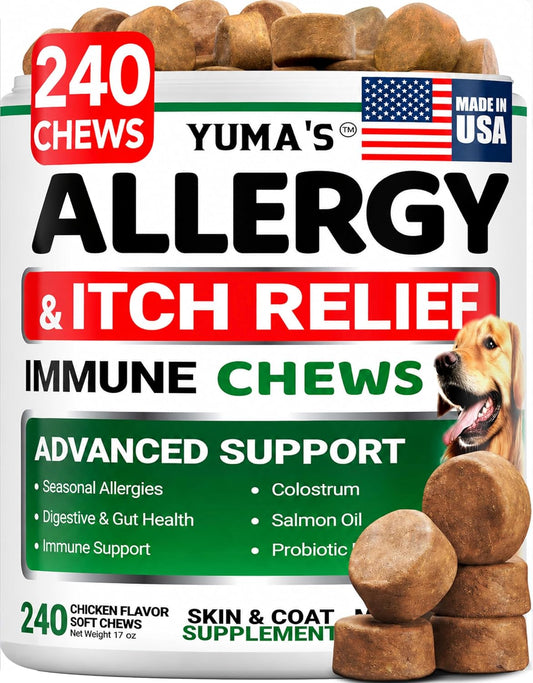 Dog Allergy Chews for Itchy Skin - 240 Treats - Anti-Itch Immune Relief