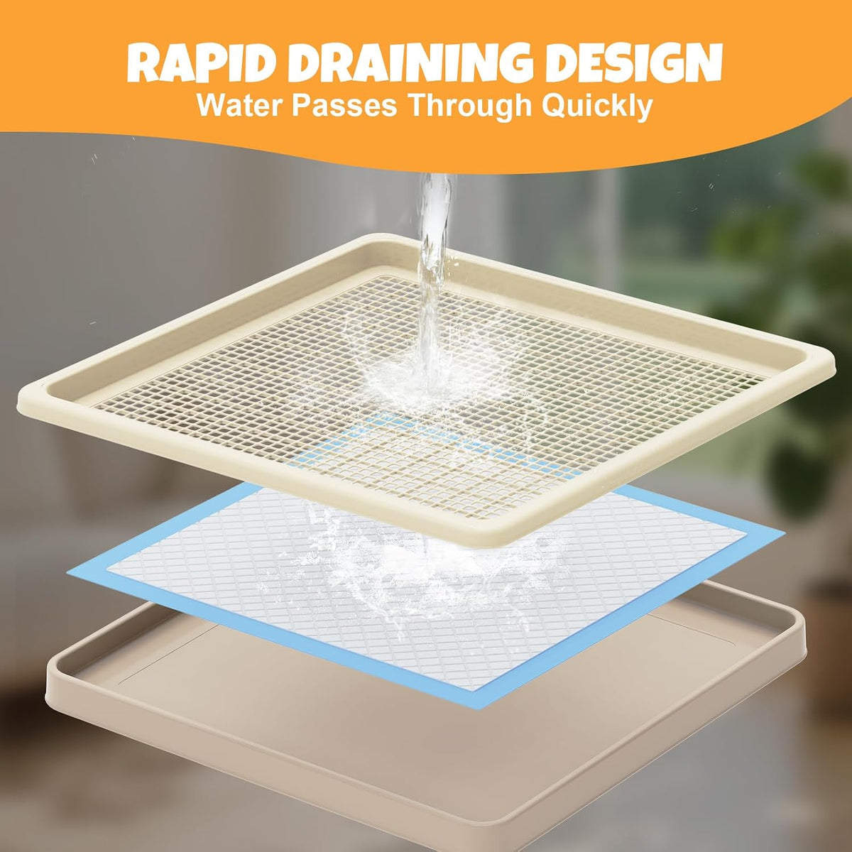 Dog Potty Tray Fits 22 x 22 In Pee Pad, Potty Training for Puppy Pad Holder