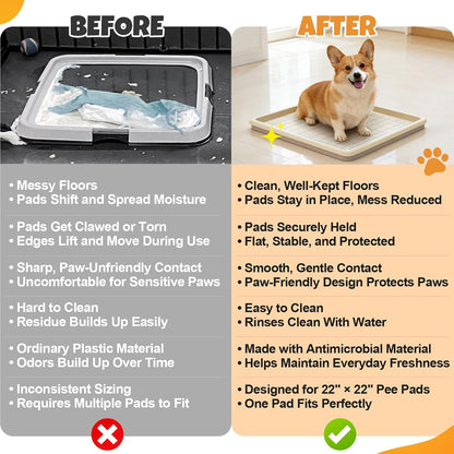 Dog Potty Tray Fits 22 x 22 In Pee Pad, Potty Training for Puppy Pad Holder
