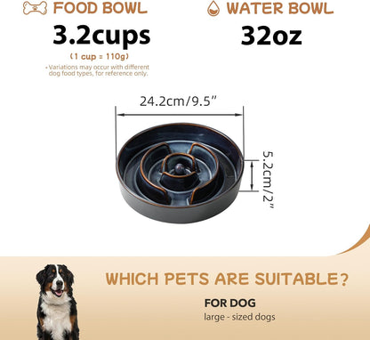 Raised Slow Feeder Dog Bowls, Elevated Dog Bowls Slow Feeder Set