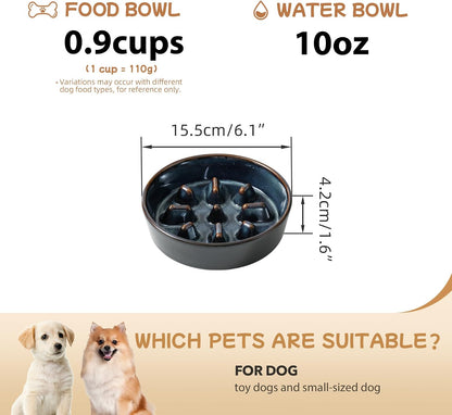 Raised Slow Feeder Dog Bowls, Elevated Dog Bowls Slow Feeder Set