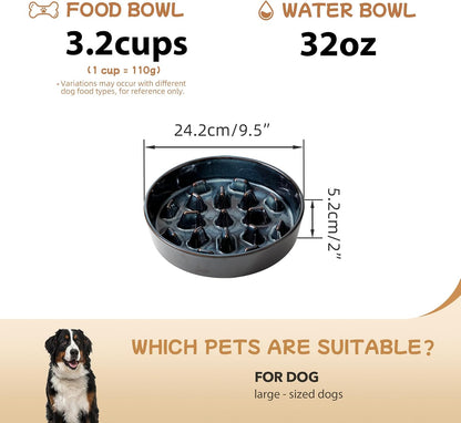 Raised Slow Feeder Dog Bowls, Elevated Dog Bowls Slow Feeder Set