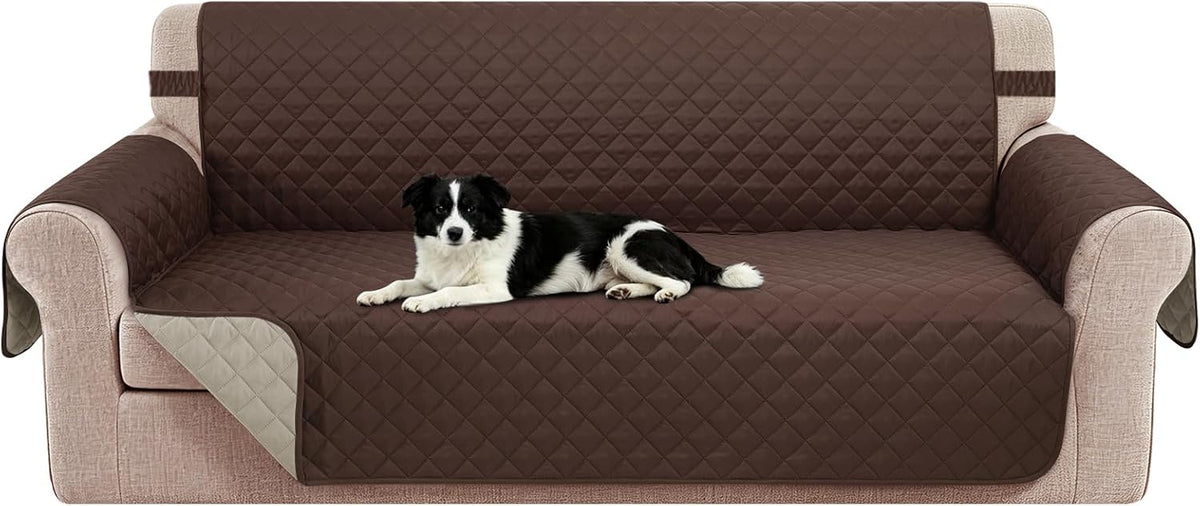 Reversible Sofa Cover for 3 Cushion, Chocolate/Beige