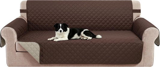 Reversible Sofa Cover for 3 Cushion, Chocolate/Beige