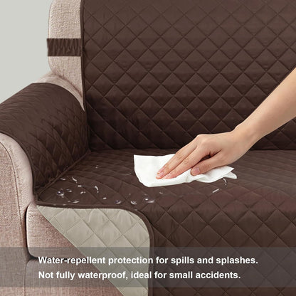 Reversible Sofa Cover for 3 Cushion, Chocolate/Beige