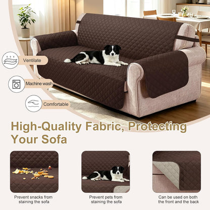Reversible Sofa Cover for 3 Cushion, Chocolate/Beige