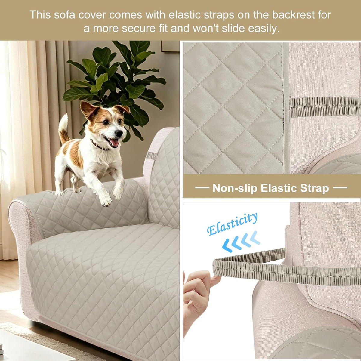 Reversible Sofa Cover for 3 Cushion, Chocolate/Beige