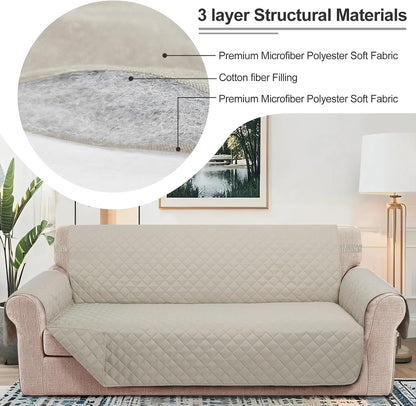 Reversible Sofa Cover for 3 Cushion, Chocolate/Beige