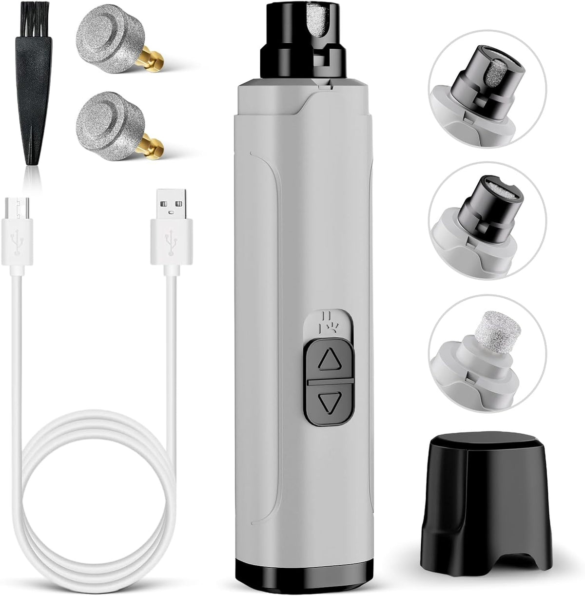 Dog Nail Grinder Upgraded - Professional 2-Speed Super Quiet and Low Vibration Electric Pet Nail Grinder with LED Lights - Painless Paws Grooming & Smoothing for Small to Large Dogs