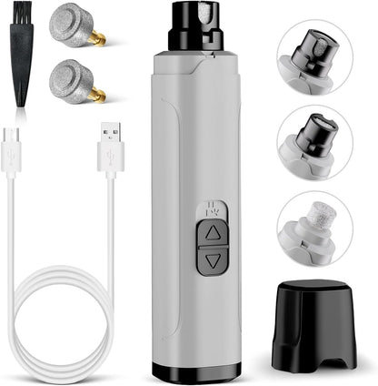 Dog Nail Grinder Upgraded - Professional 2-Speed Super Quiet and Low Vibration Electric Pet Nail Grinder with LED Lights - Painless Paws Grooming & Smoothing for Small to Large Dogs