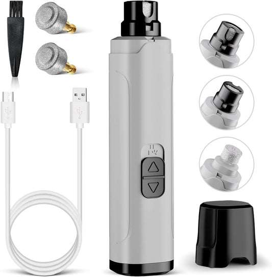 Dog Nail Grinder Upgraded - Professional 2-Speed Super Quiet and Low Vibration Electric Pet Nail Grinder with LED Lights - Painless Paws Grooming & Smoothing for Small to Large Dogs