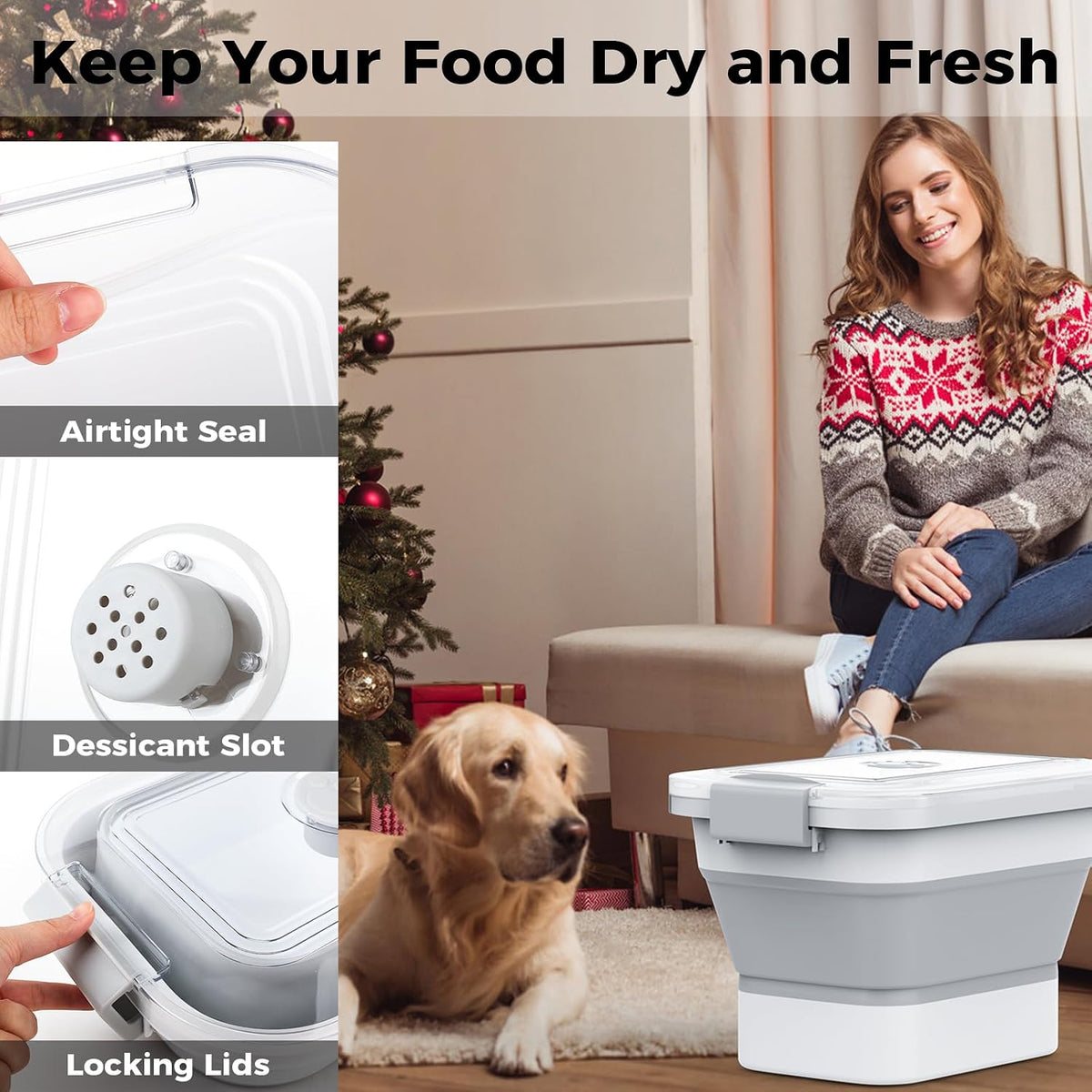 20-23 Lbs Dog Food Storage Container,Collapsible Dog Food Container