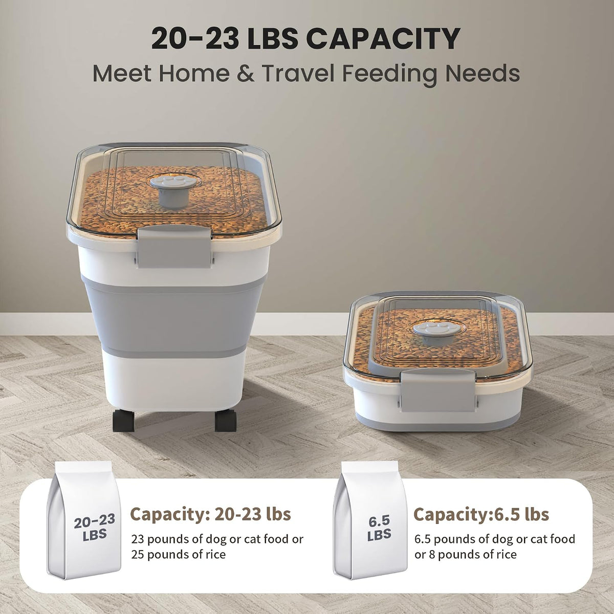 20-23 Lbs Dog Food Storage Container,Collapsible Dog Food Container