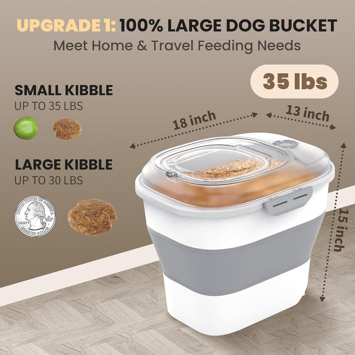 20-23 Lbs Dog Food Storage Container,Collapsible Dog Food Container