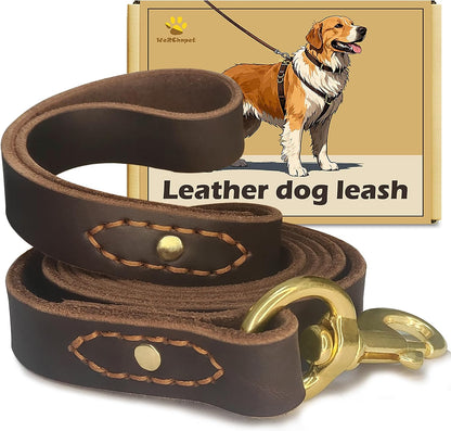 Leather Dog Leash 6 ft x 1 inch,Strong and Soft Heavy Duty Genuine Leather Dog Leash for Large, Medium, Small Dogs Premium Leather Leash for Dogs