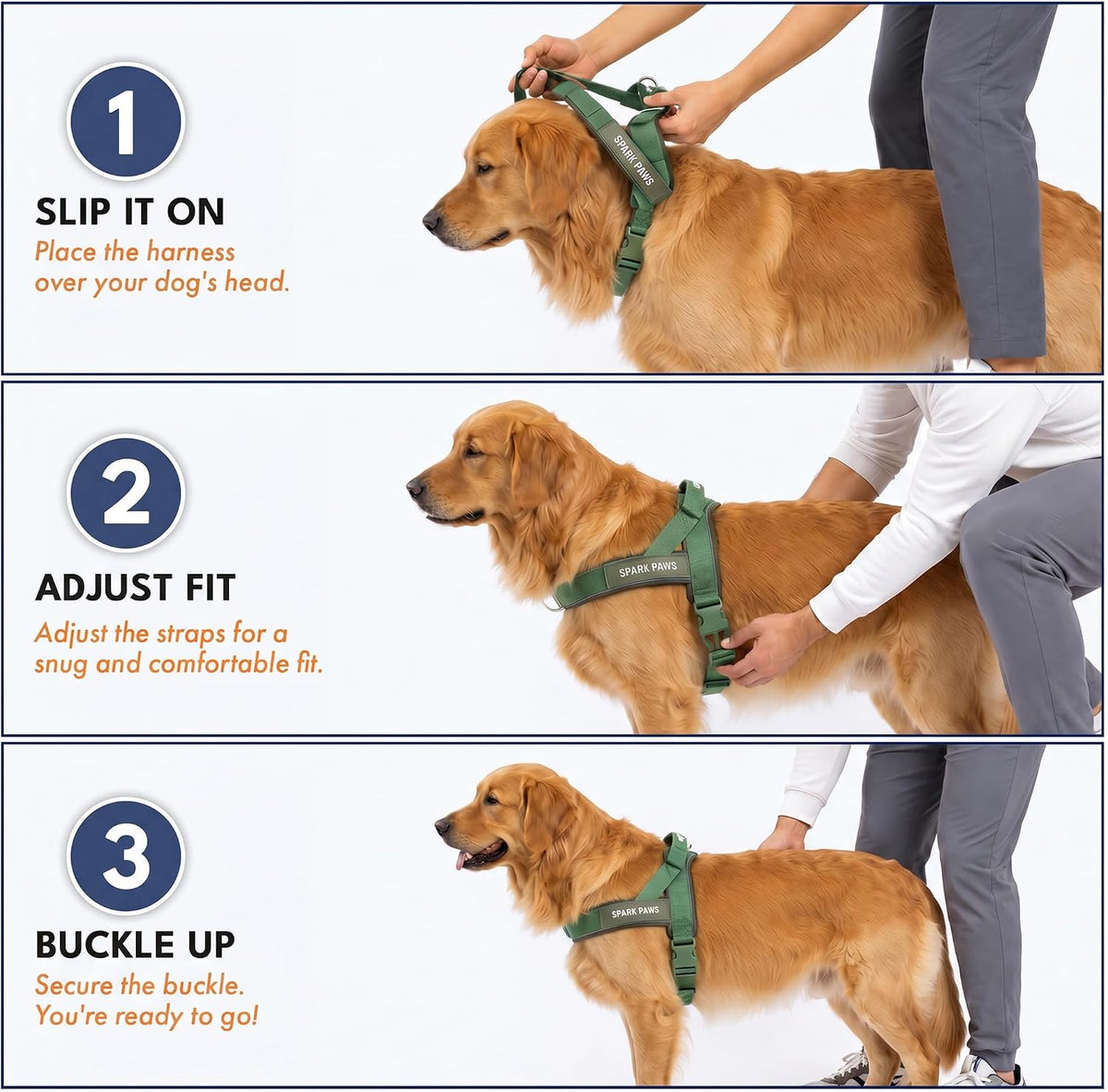 No Pull Front Clip Dog Harness - Easy On, Padded and Lightweight