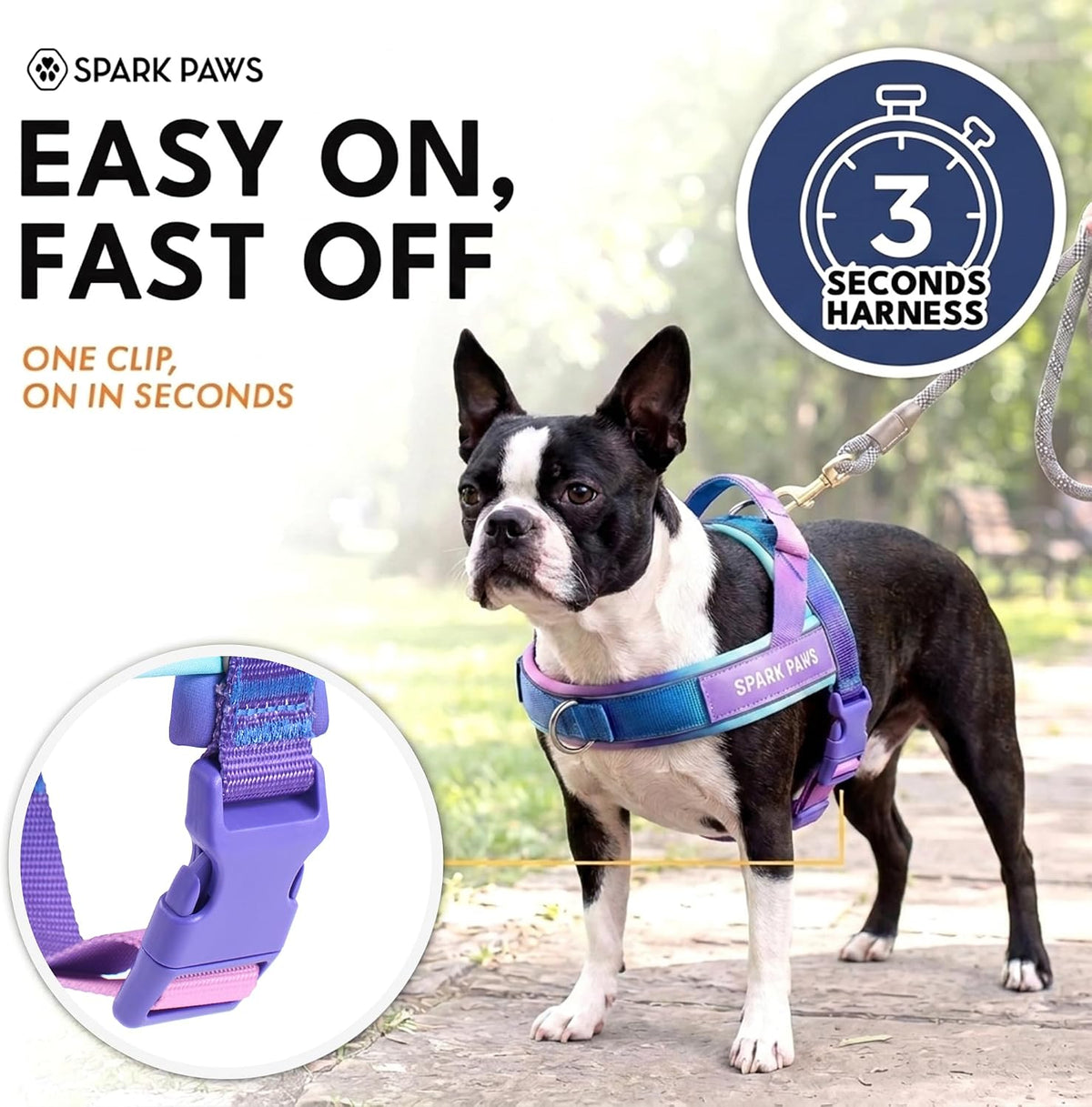 No Pull Front Clip Dog Harness - Easy On, Padded and Lightweight