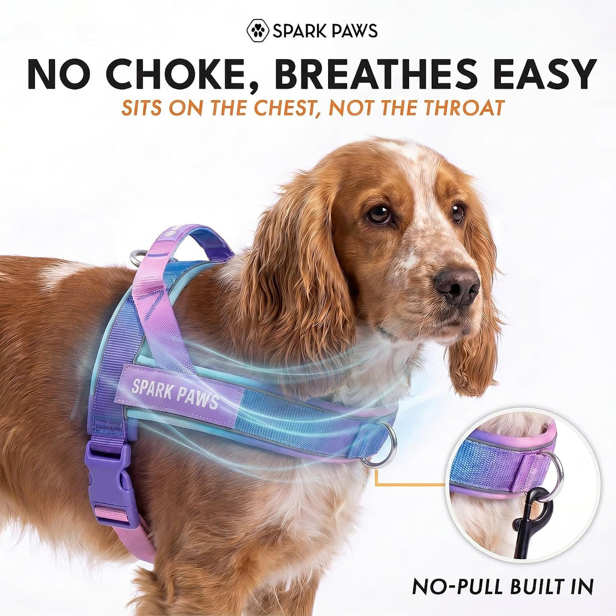 No Pull Front Clip Dog Harness - Easy On, Padded and Lightweight