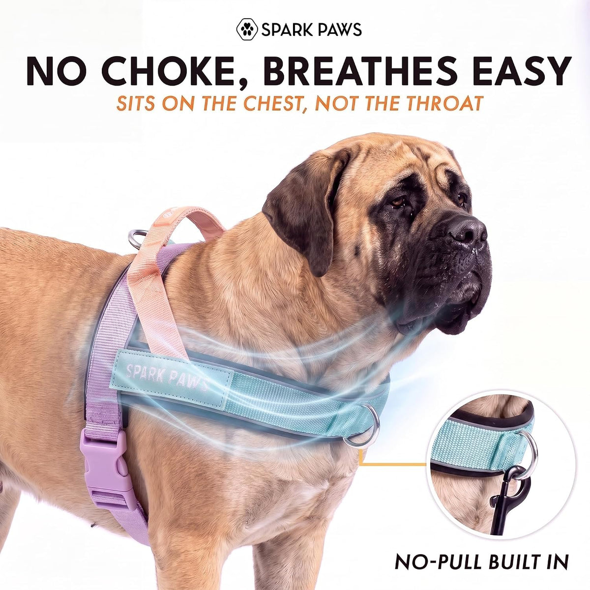 No Pull Front Clip Dog Harness - Easy On, Padded and Lightweight