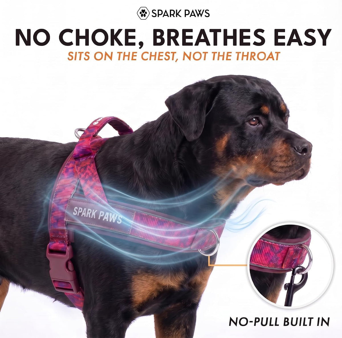No Pull Front Clip Dog Harness - Easy On, Padded and Lightweight