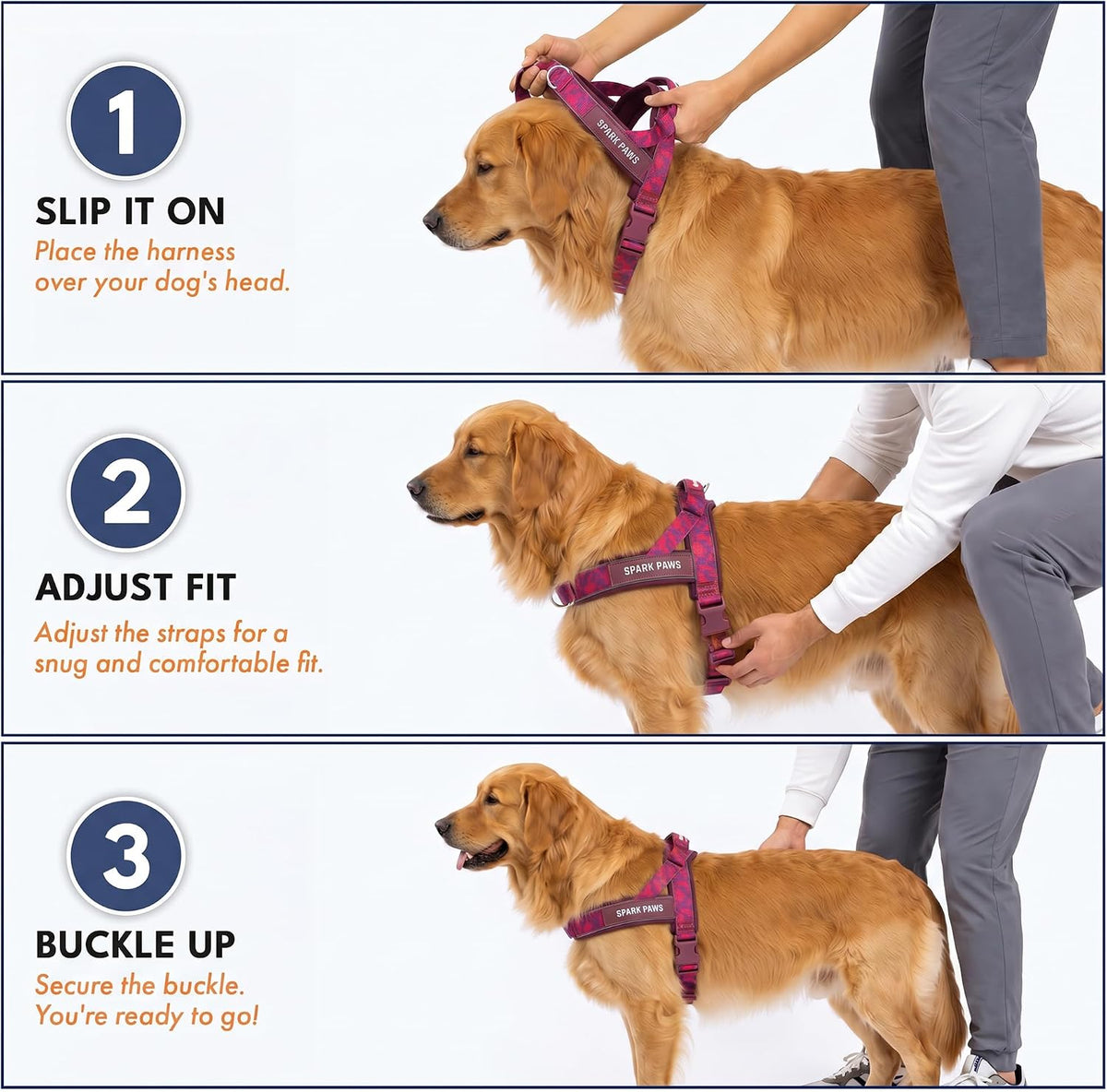 No Pull Front Clip Dog Harness - Easy On, Padded and Lightweight