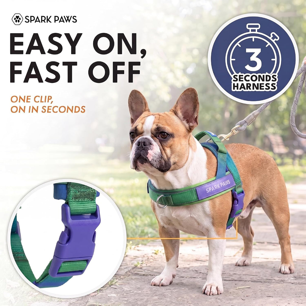 No Pull Front Clip Dog Harness - Easy On, Padded and Lightweight