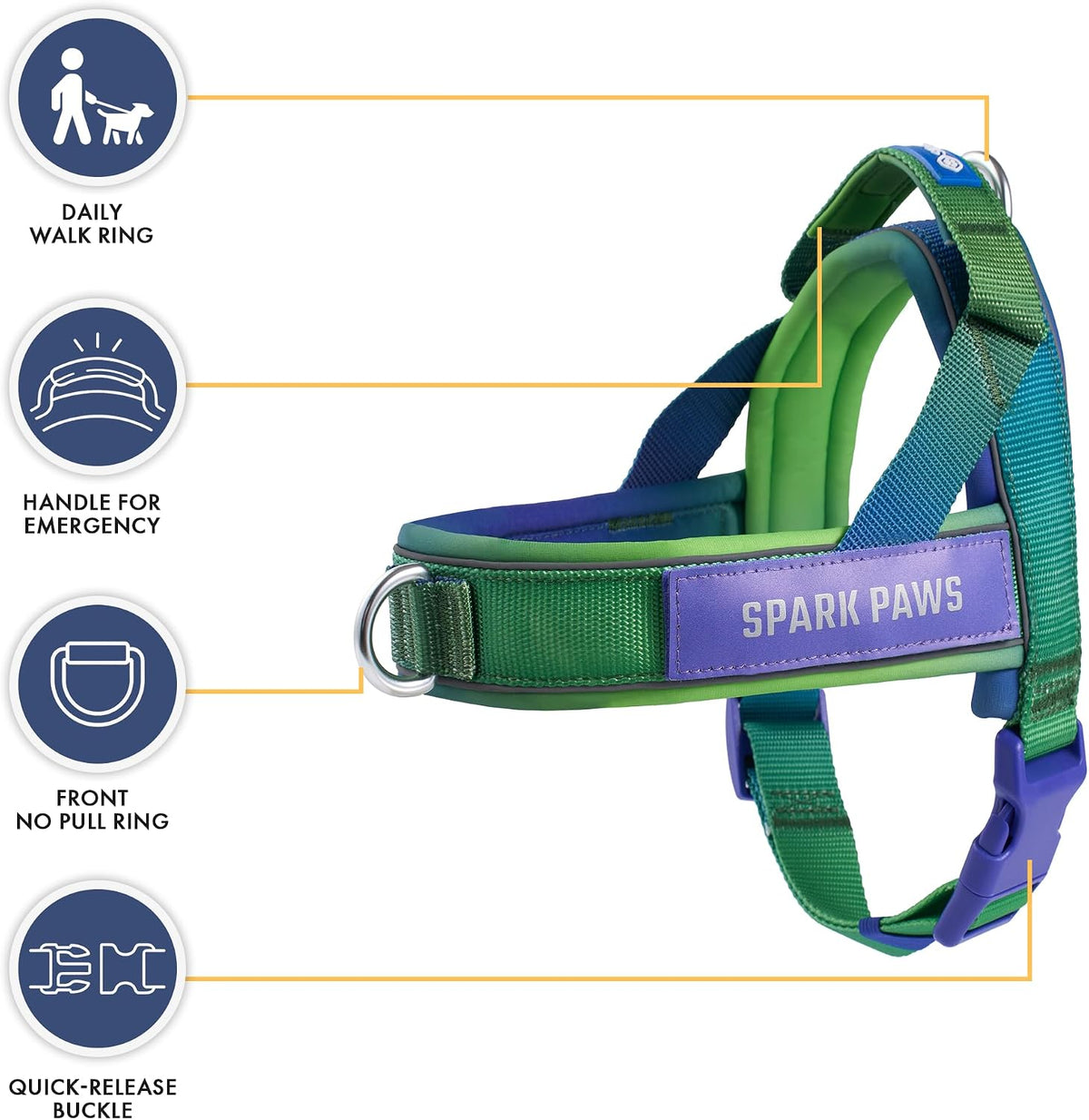 No Pull Front Clip Dog Harness - Easy On, Padded and Lightweight