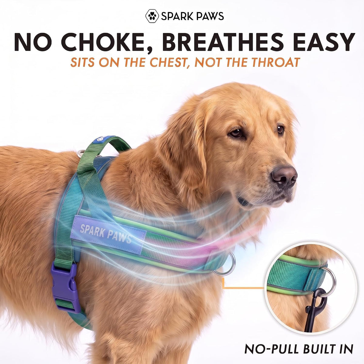 No Pull Front Clip Dog Harness - Easy On, Padded and Lightweight