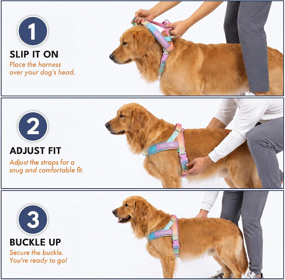 No Pull Front Clip Dog Harness - Easy On, Padded and Lightweight