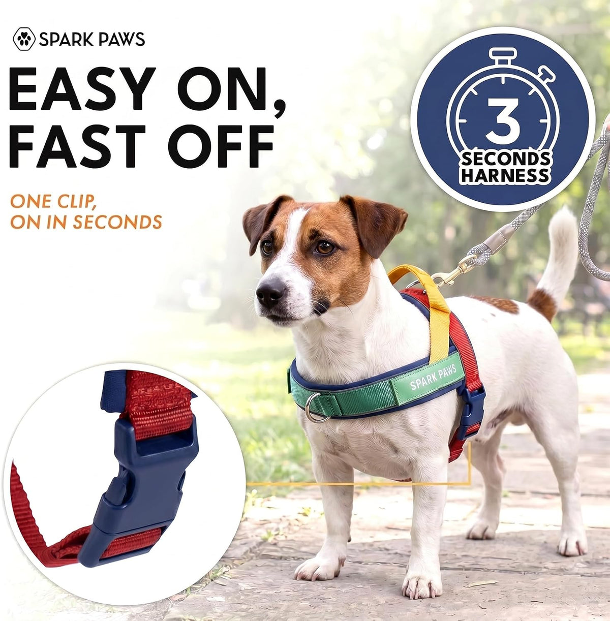 No Pull Front Clip Dog Harness - Easy On, Padded and Lightweight