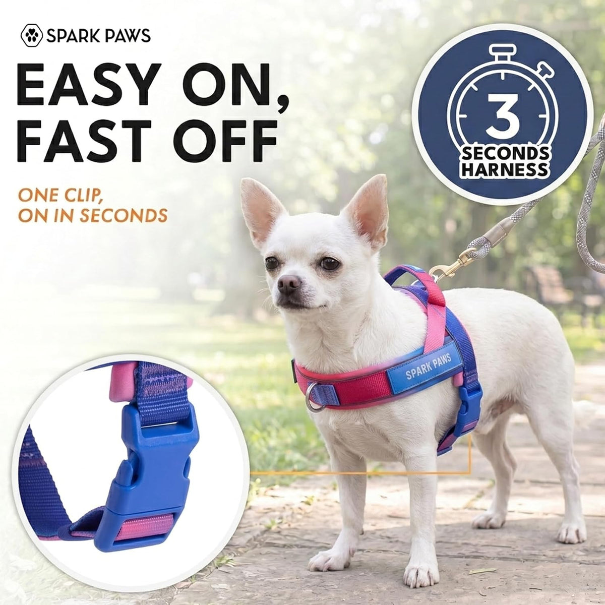 No Pull Front Clip Dog Harness - Easy On, Padded and Lightweight
