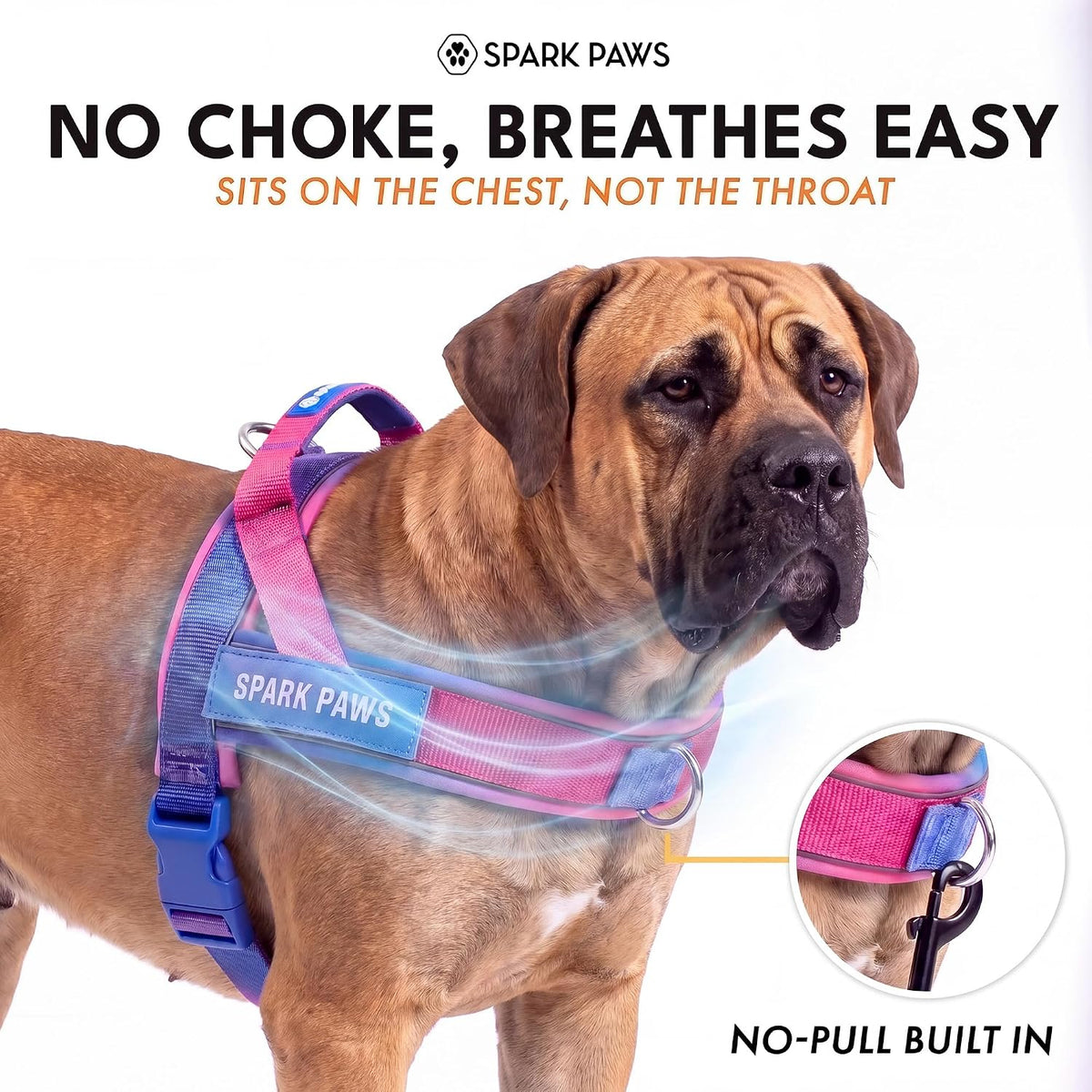 No Pull Front Clip Dog Harness - Easy On, Padded and Lightweight
