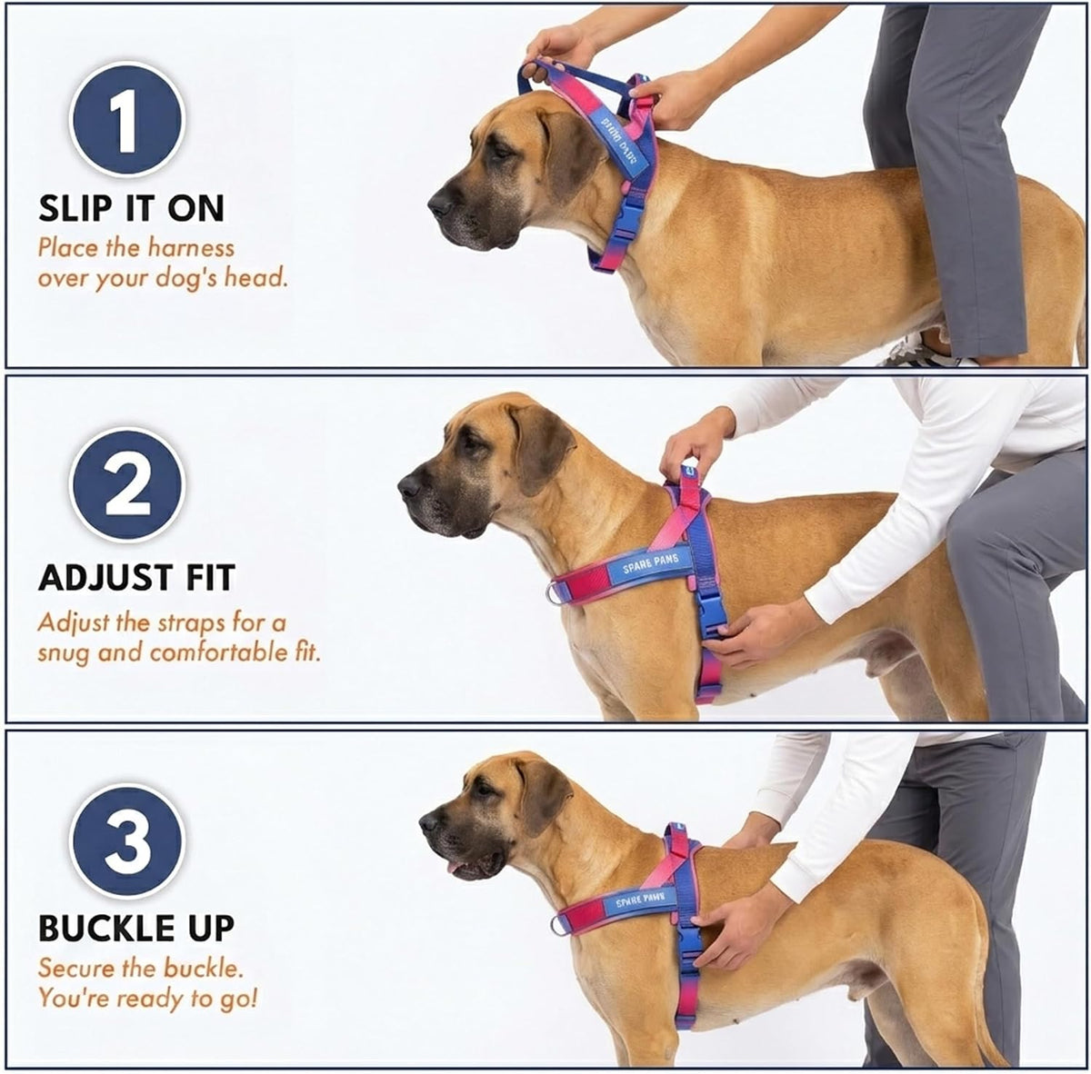 No Pull Front Clip Dog Harness - Easy On, Padded and Lightweight