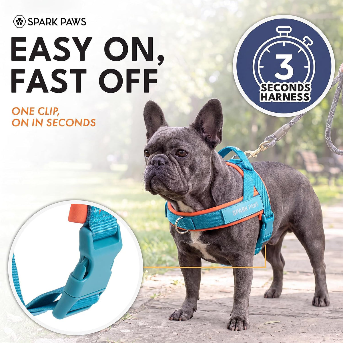 No Pull Front Clip Dog Harness - Easy On, Padded and Lightweight