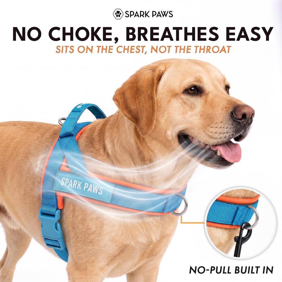 No Pull Front Clip Dog Harness - Easy On, Padded and Lightweight