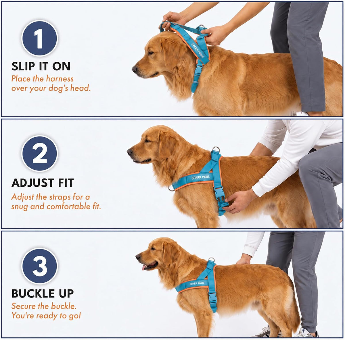 No Pull Front Clip Dog Harness - Easy On, Padded and Lightweight