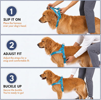 No Pull Front Clip Dog Harness - Easy On, Padded and Lightweight