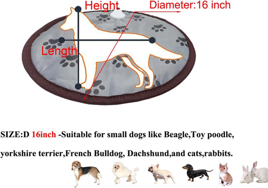 Pet Heating Pad for Small Dogs & Cats - Electric Heated Bed with Timer, Chew Proof, Easy Clean, Round - D16 inch